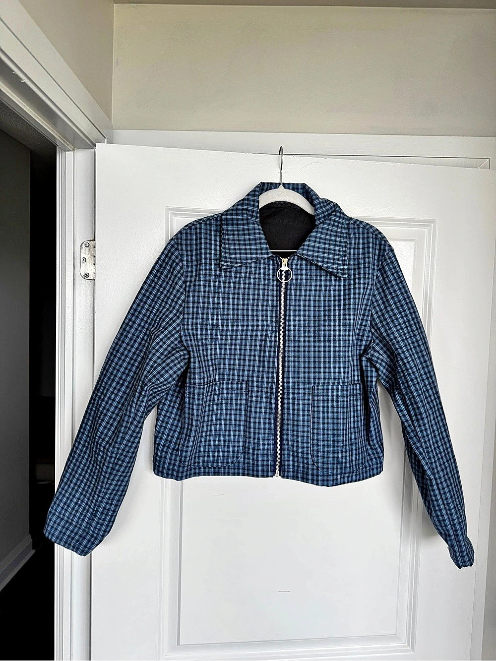 Studio Citizen Blue Checkered Zip Jacket Like New Size M